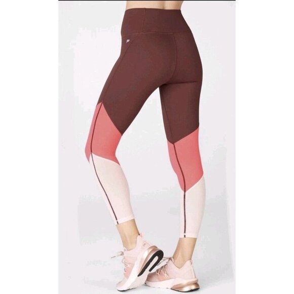 Fabletics Zone High Waisted Legging Large/XL Burgundy Rust Desert Rose Pant - Picture 2 of 16